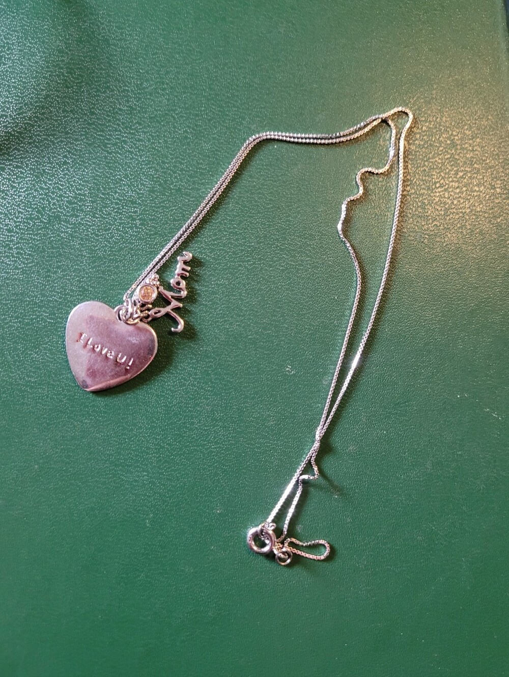 I love U , heart necklace, Mom, Necklace, Stamped, 925 Silver , jewlery